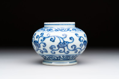 A Chinese blue and white jar with floral design, Ming