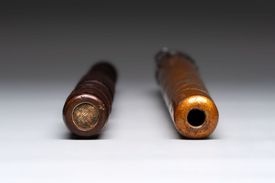 A Japanese bamboo flute with a gilt and lacquered silver-mounted wooden case, Yamada Jokasai 常嘉齋 mark, Edo, 18/19th C.