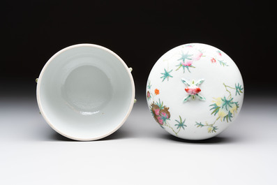 A Chinese famille rose 'playing boys' bowl and cover, Qianlong mark, Republic