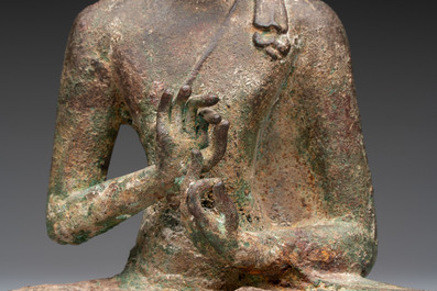A rare Thai bronze Buddha Shakyamuni, Mon-Dvaravati period, 8/9th C.