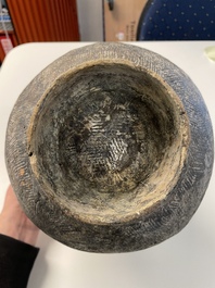 A massive Ban Chiang culture pottery vessel and two grey pottery jars, Thailand 7/4th C. B.C.