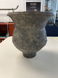A massive Ban Chiang culture pottery vessel and two grey pottery jars, Thailand 7/4th C. B.C.