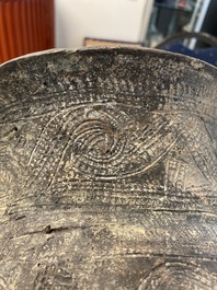 A massive Ban Chiang culture pottery vessel and two grey pottery jars, Thailand 7/4th C. B.C.