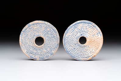 Four Chinese blue glass 'bi' discs, Han/Song