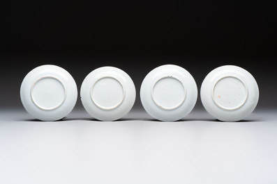 Six Chinese blue and white cups and ten saucers, Kangxi