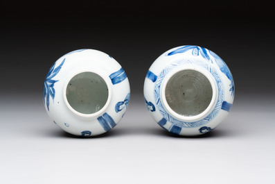 Two Chinese blue and white 'Long Eliza' jarlets, Kangxi