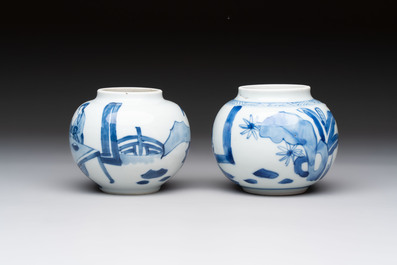 Two Chinese blue and white 'Long Eliza' jarlets, Kangxi
