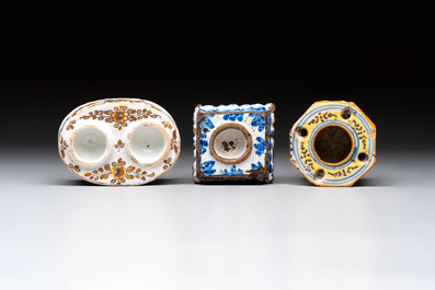 A collection of six Spanish spice boxes and two inkwells, 18th C.
