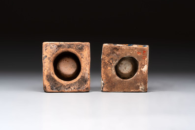 A collection of six Spanish spice boxes and two inkwells, 18th C.