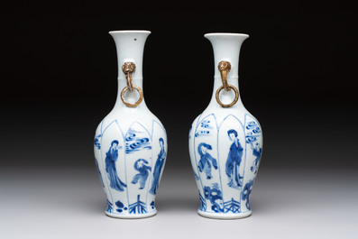 A pair of Chinese blue and white 'Long Eliza and playing boys' vases, Kangxi
