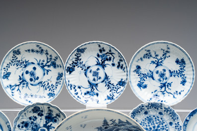 A collection of 31 Chinese blue and white tea wares, Wanli and Chenghua marks, Kangxi