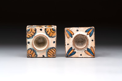 A collection of six Spanish spice boxes and two inkwells, 18th C.