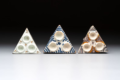 A collection of six Spanish spice boxes and two inkwells, 18th C.