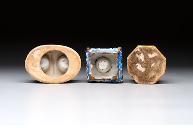 A collection of six Spanish spice boxes and two inkwells, 18th C.