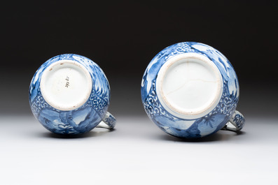 A Japanese Arita blue and white jug and a silver-mounted tankard, Edo, 17/18th C.