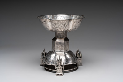 A large and impressive Neo-Gothic silver standing cup, probably Germany, 19th C. or earlier