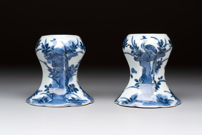 A pair of Japanese Arita blue and white salts, Edo, 18th C.