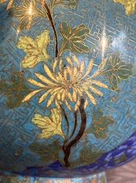 A Chinese cloisonn&eacute; 'Peony and Chrysanthemum' vase, 19th C.