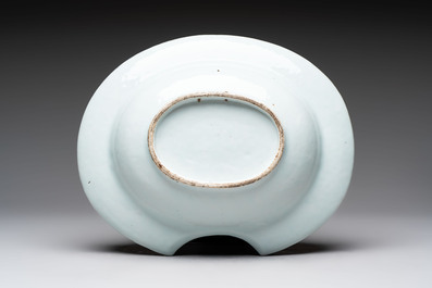 A Chinese Canton famille rose shaving bowl with figurative design, Qianlong