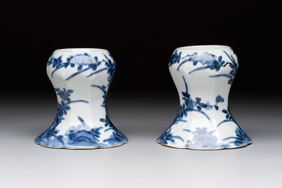 A pair of Japanese Arita blue and white salts, Edo, 18th C.