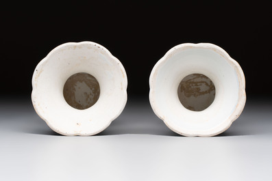 A pair of Japanese Arita blue and white salts, Edo, 18th C.