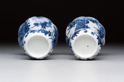 A pair of Japanese Arita blue and white salts, Edo, 18th C.