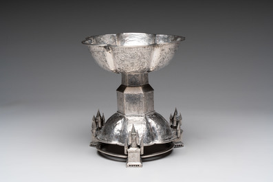A large and impressive Neo-Gothic silver standing cup, probably Germany, 19th C. or earlier