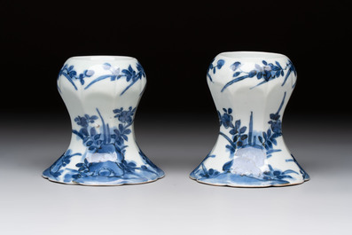 A pair of Japanese Arita blue and white salts, Edo, 18th C.