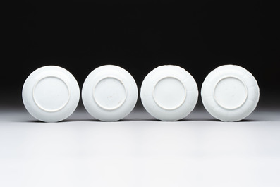 Six sets of Chinese famille rose cups and saucers, Yongzheng/Qianlong