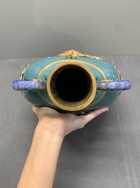 A Chinese cloisonn&eacute; 'dragon and phoenix' moonflask vase, 'bianhu', 19/20th C