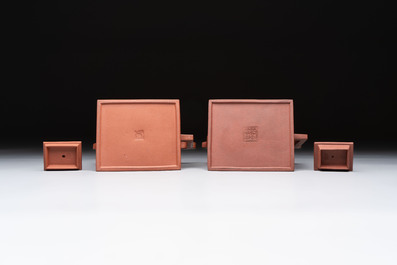 Two Chinese Yixing stoneware teapots, Hu Ji 胡記 and Wen Ji 聞記 marks, 19/20th C.