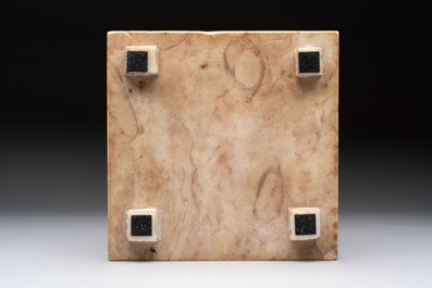 A French brass horizontal sundial on marble base, 18/19th C.
