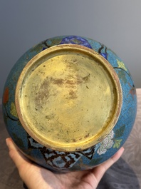 A Chinese cloisonn&eacute; 'Peony and Chrysanthemum' vase, 19th C.