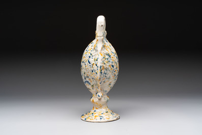 A polychrome spotted Spanish clam-form ewer, Aragon or Manises, 19th C.