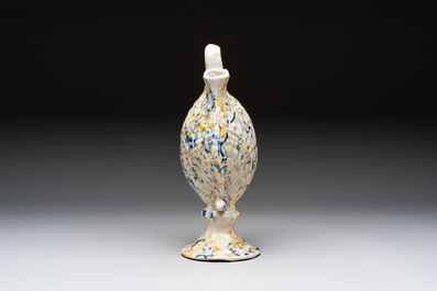 A polychrome spotted Spanish clam-form ewer, Aragon or Manises, 19th C.