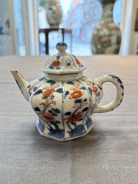 Three Chinese Imari-style teapots and two blue and white jugs, Kangxi