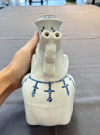 A Chinese blue and white 'elephant' kendi, Wanli