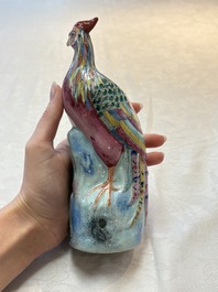 * A pair of Chinese famille rose models of pheasants, 18/19th C.