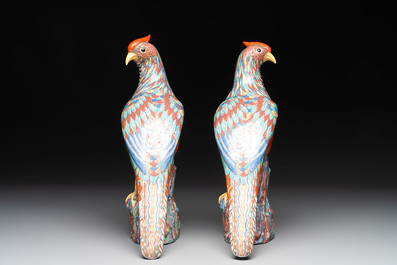 * A pair of famille rose-style models of pheasants, Samson, Paris, 19th C.
