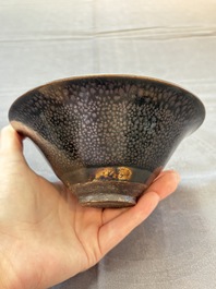 A rare Chinese black-glazed 'oil-spot' tea bowl, Song/Jin