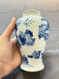 A fine Chinese blue and white 'Tao Yuanming 陶渊明' vase, Chenghua mark, Kangxi