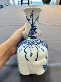 A Chinese blue and white 'elephant' kendi, Wanli