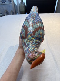 * A pair of famille rose-style models of pheasants, Samson, Paris, 19th C.