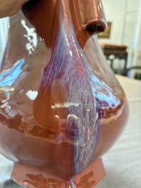 A Chinese flamb&eacute;-glazed 'hu' vase, 18th C.