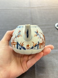 Three Chinese Imari-style teapots and two blue and white jugs, Kangxi
