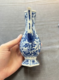 Three Chinese Imari-style teapots and two blue and white jugs, Kangxi