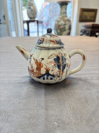 Three Chinese Imari-style teapots and two blue and white jugs, Kangxi