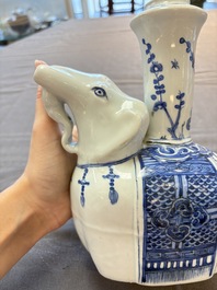 A Chinese blue and white 'elephant' kendi, Wanli