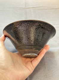 A rare Chinese black-glazed 'oil-spot' tea bowl, Song/Jin
