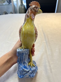 * A pair of Chinese polychrome-glazed models of roosters, 18/19th C.